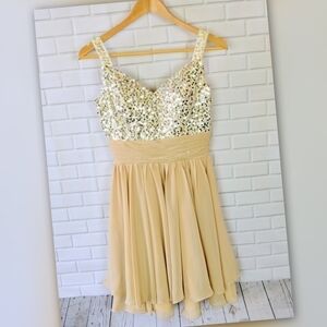 Custom-Made Gold Sequin Formal Dress Womens 4-6 estimate only